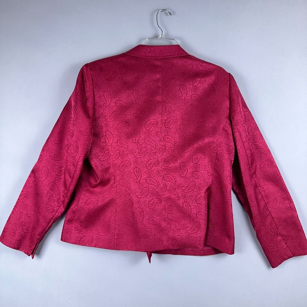 Le Suit Satin Blazer Jacket Womens Size 16 Paisley Cocktail Church Pink - Picture 2 of 11